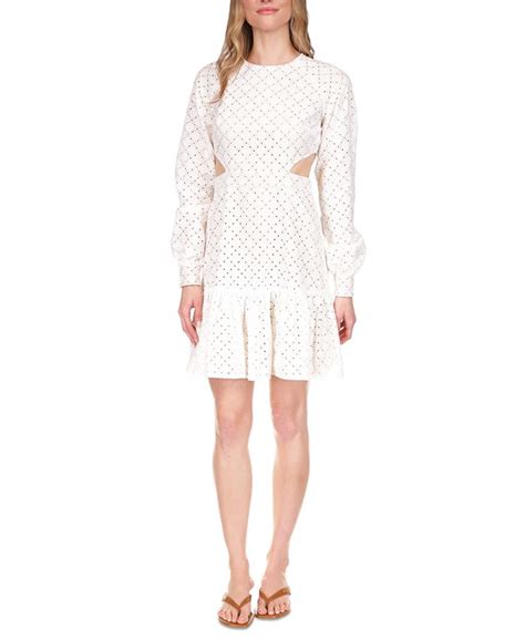 michael kors cloud dress|Cotton Eyelet Cutout Mini Dress .